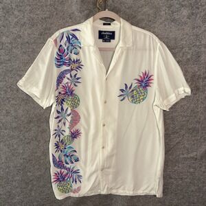 Chubbies Polo Shirt Mens Sz M White Pineapples Nature Sunday Lightweight